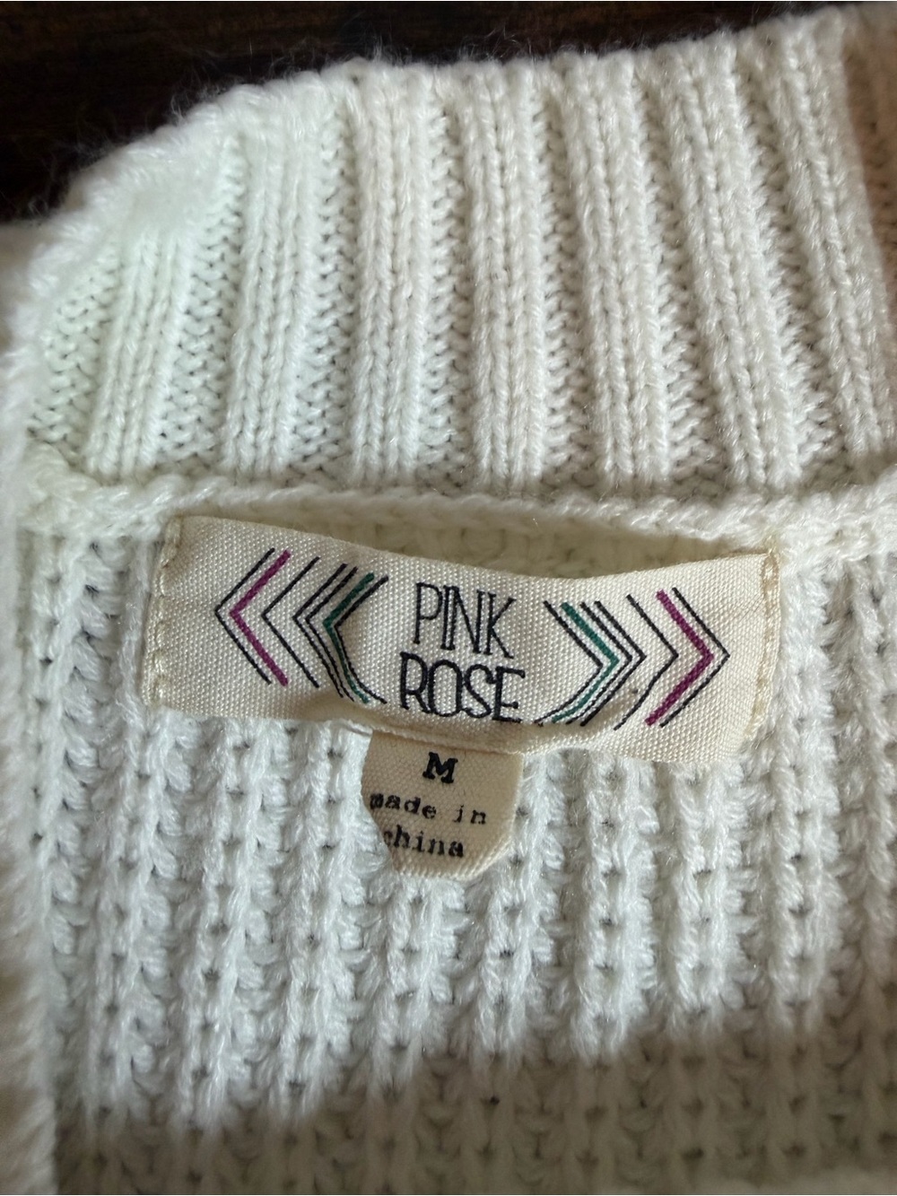 Pink Rose Women’s Medium Ivory Sleeveless Knit Tunic Sweater Mini Dress - Picture 3 of 8